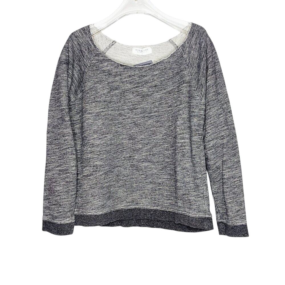 Everlane Gray Wide Neck Raw Edge Long Sleeve Top Boxy Casual Loungewear Size S